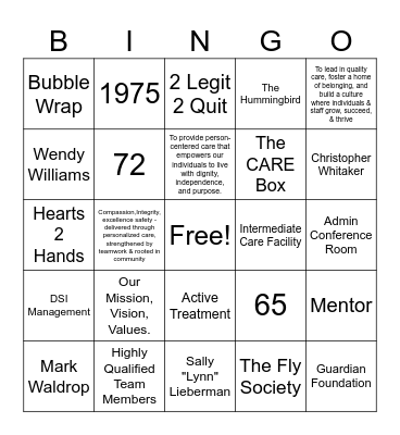 Guardians of Culture Trivia Bingo Card