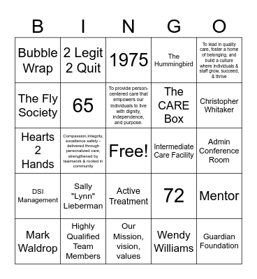 Guardians of Culture Trivia Bingo Card