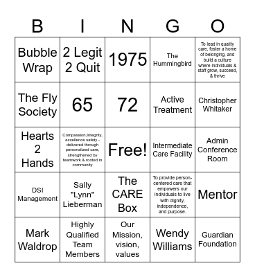 Guardians of Culture Trivia Bingo Card