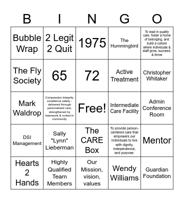 Guardians of Culture Trivia Bingo Card
