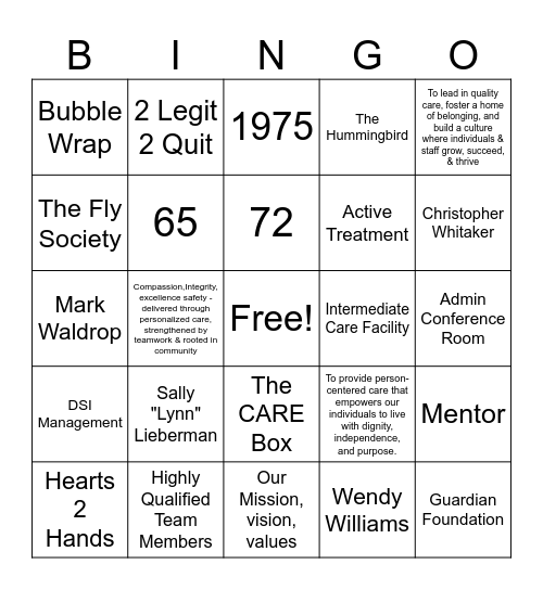 Guardians of Culture Trivia Bingo Card