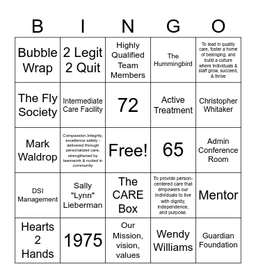 Guardians of Culture Trivia Bingo Card