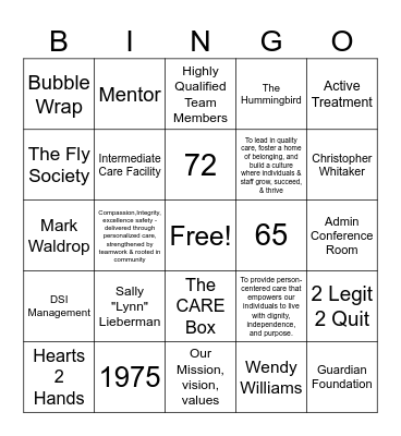 Guardians of Culture Trivia Bingo Card