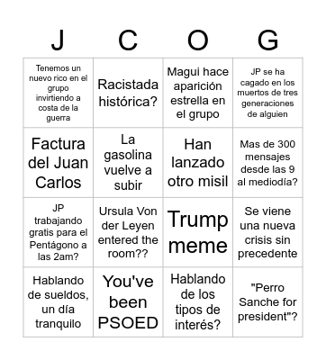 Simple Sentence Bingo Card