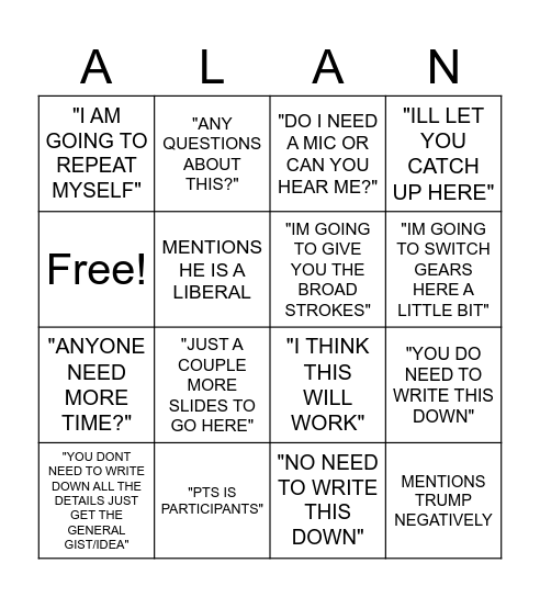 ALAN LAMBERT Bingo Card