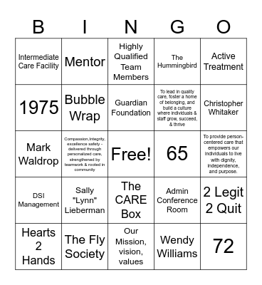 Guardians of Culture Trivia Bingo Card