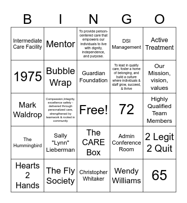 Guardians of Culture Trivia Bingo Card