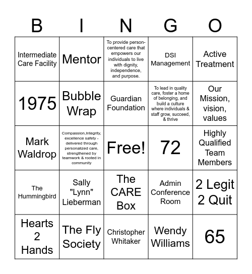 Guardians of Culture Trivia Bingo Card