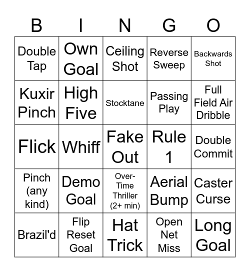 Nameless Rocket Rush Bingo Card