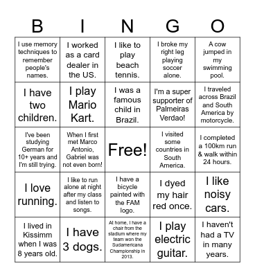 Sales Workshop Bingo Card