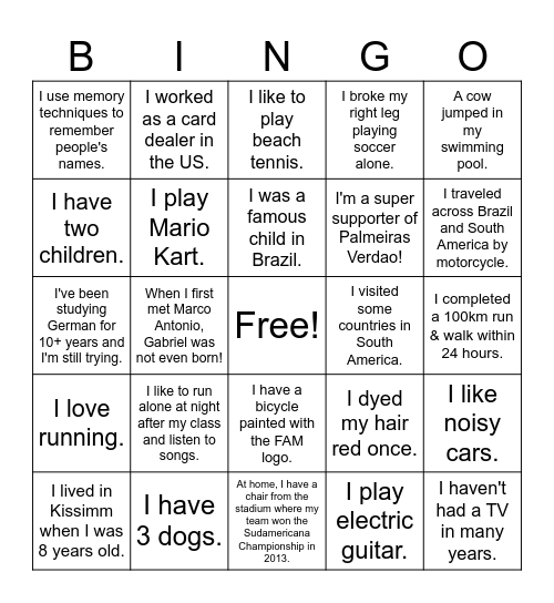 Sales Workshop Bingo Card