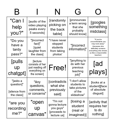 A&P Moments Bingo Card