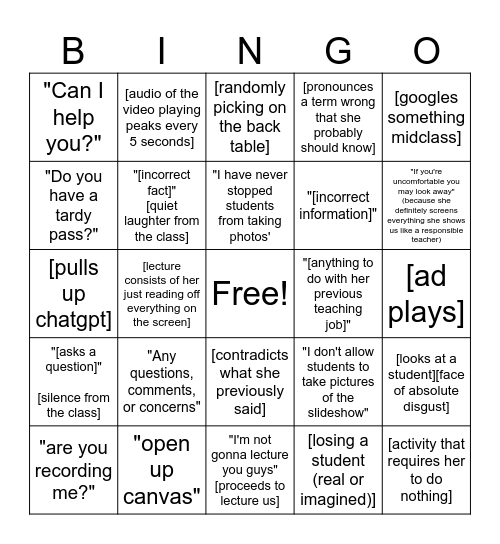 A&P Moments Bingo Card