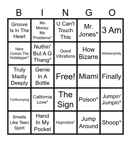90s #1 Bingo Card