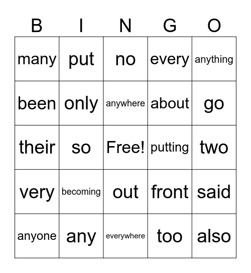Wilson Step 2 HFW part 2 Bingo Card