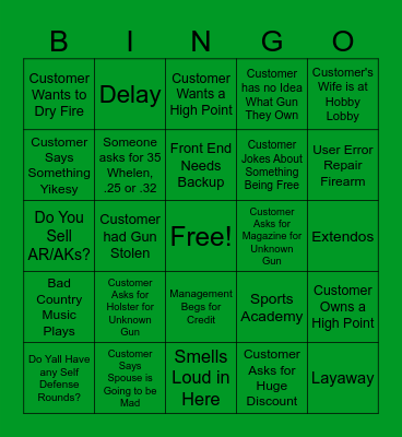 Gun Bar Bingo IV Bingo Card