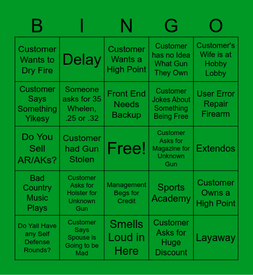 Gun Bar Bingo IV Bingo Card