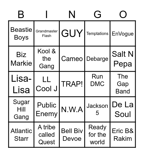 80's BABY Bingo Card