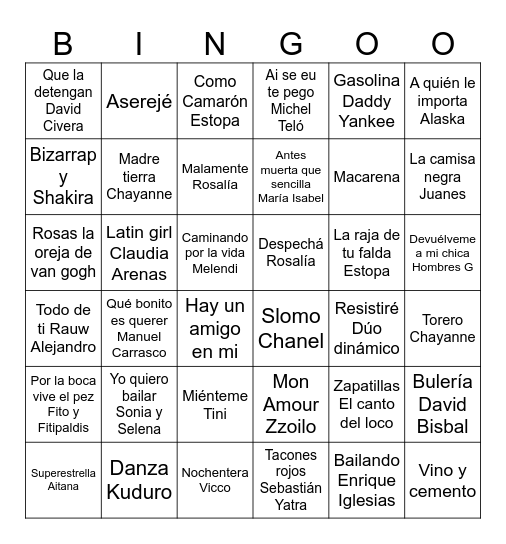Typical Spanish (más o menos) Bingo Card
