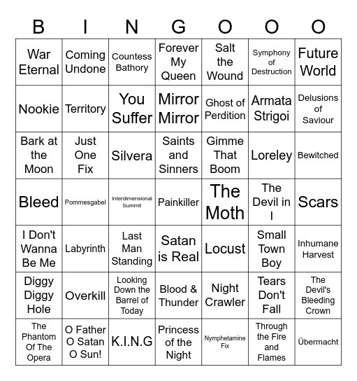 WOA(h)! A Meddl Hitster Bingo Card