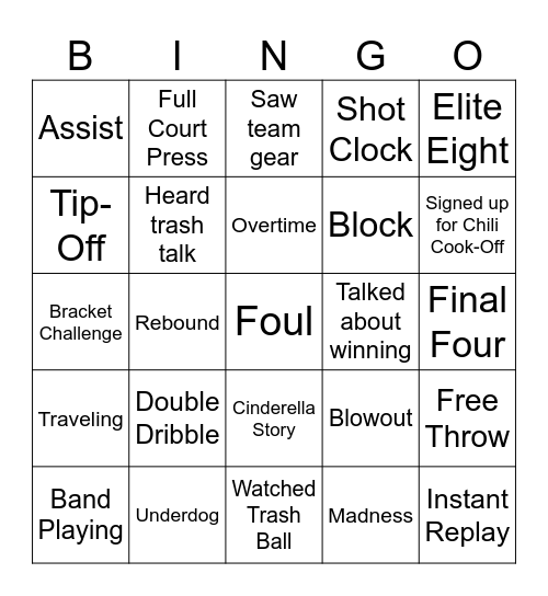 March Madness BINGO Card