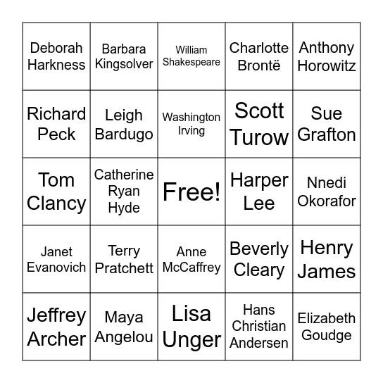 Ode to April Authors Bingo Card