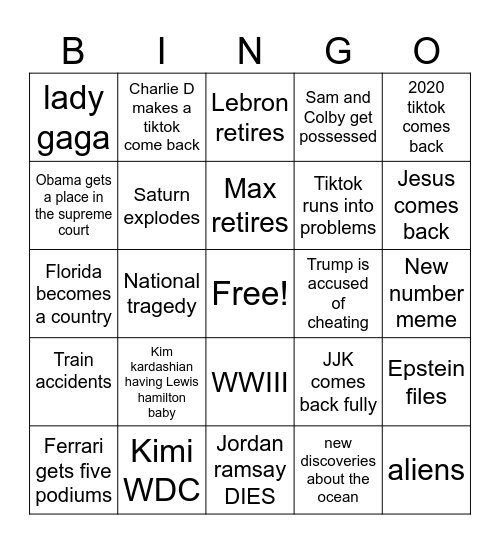 2026 Bingo Card