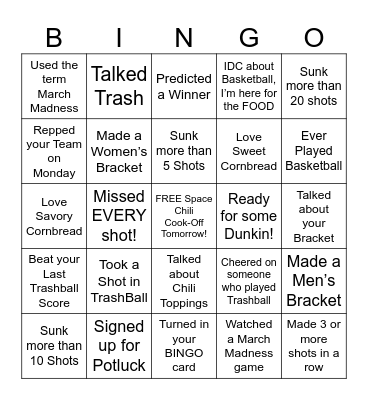 March Madness Moments Bingo Card