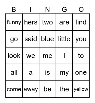 Puzzle Word Bingo Card