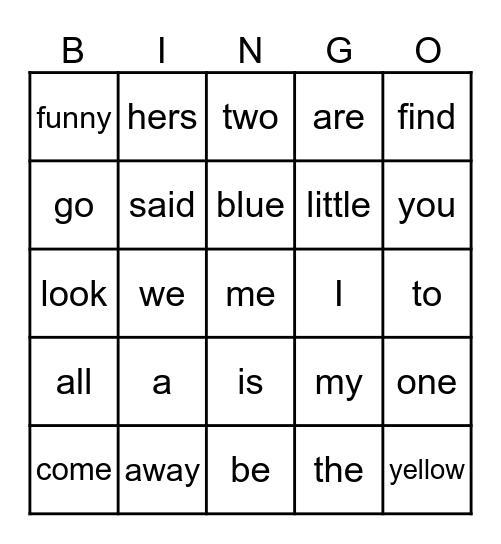 Puzzle Word Bingo Card