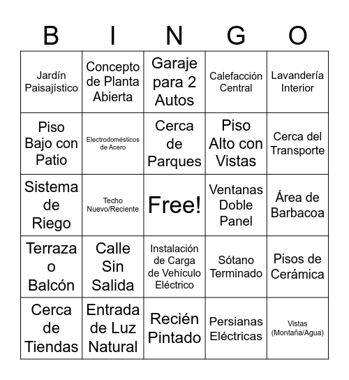 ZILLOW Bingo Card