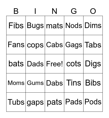 Ufli Lesson 20-21 s /s/ /z/ Bingo Card