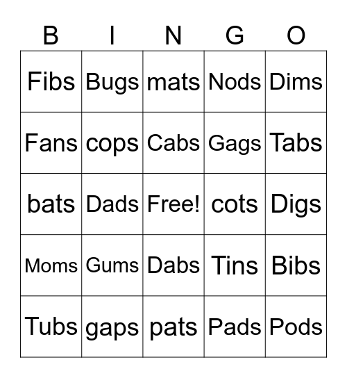 Ufli Lesson 20-21 s /s/ /z/ Bingo Card