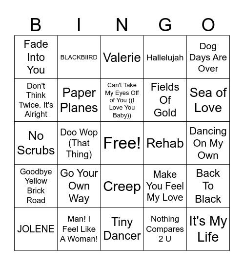 1990s & 2000s Bingo Card