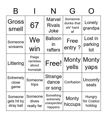 First Volleyball Game Bingo Card