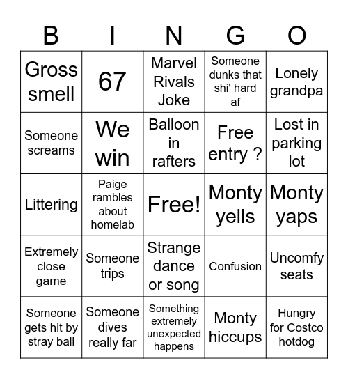 First Volleyball Game Bingo Card