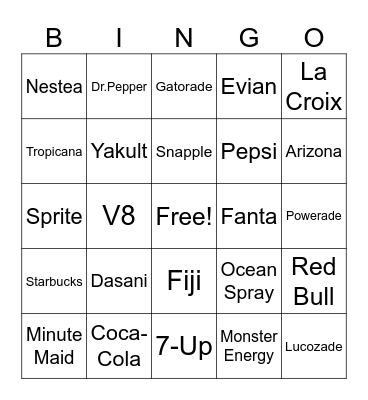 Drink Brands Bingo Card