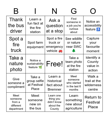 Touring Strathcona County Bingo Card