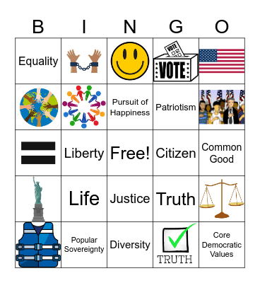 Core Democratic Values Bingo Card