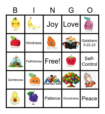 Fruits Of The Spirit Bingo Card