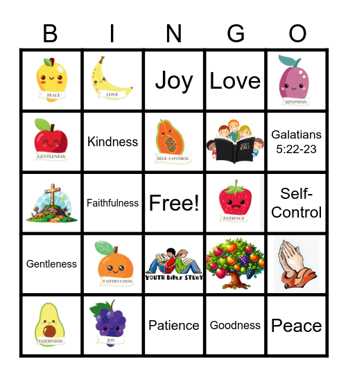 Fruits Of The Spirit Bingo Card