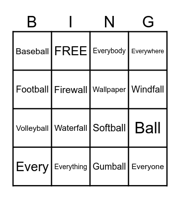 4th 9 Weeks Bingo Card