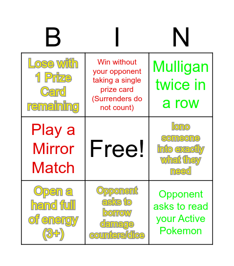 RileyPokemon TCG Bingo Card
