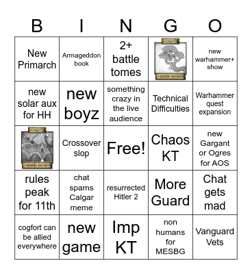 Cog's Bingo Card Adepticon Bingo Card