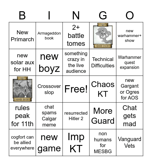Cog's Bingo Card Adepticon Bingo Card