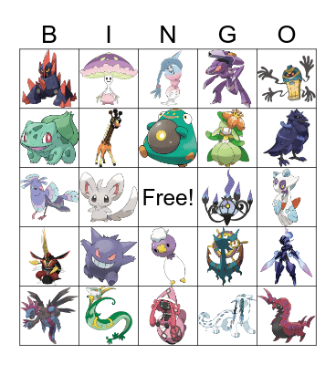 Pokemon Bingo Card