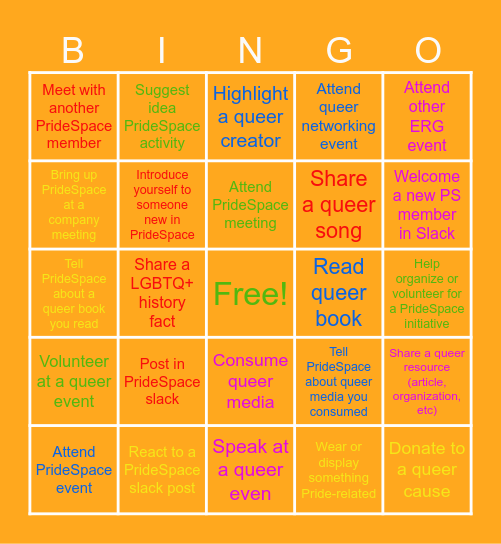 PrideSpace Bingo Card