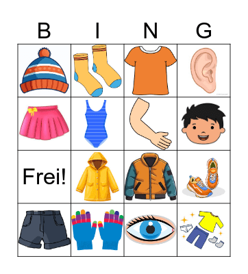 Kleidung Bingo Card