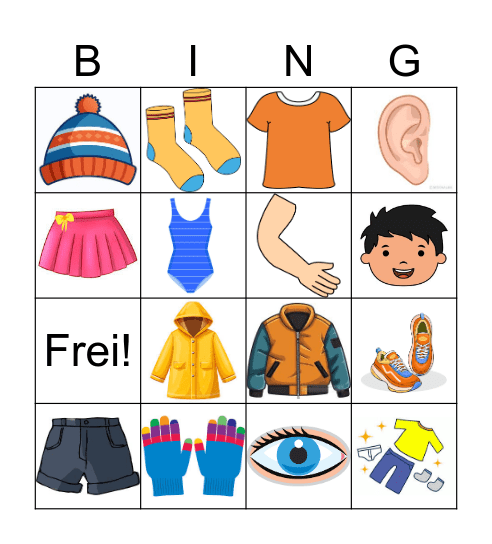 Kleidung Bingo Card
