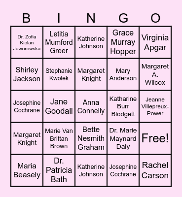 Women's Month- Inventions & Discoveries!! Bingo Card